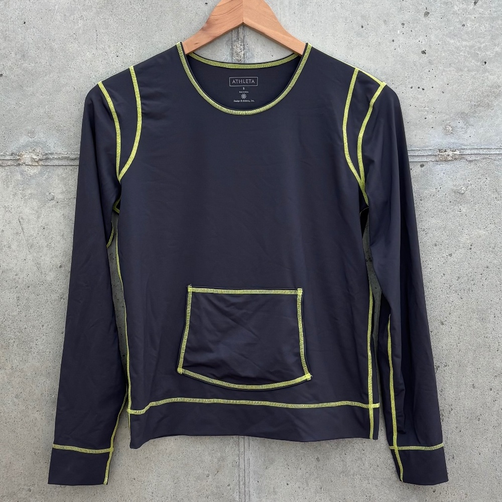 Athleta Long Sleeve Rash Guard Swim Top with UPF+ Protection, Grey, Size Small